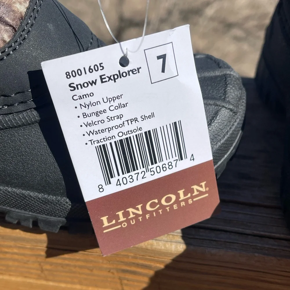 Boys Lincoln Explorer Camo and Black Waterproof Winter Boots.
